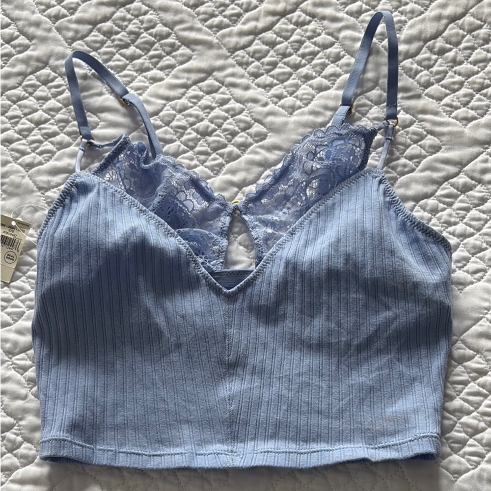 NWT Aerie Women’s Ribbed Lace Bra Crop Top - Picture 4 of 7